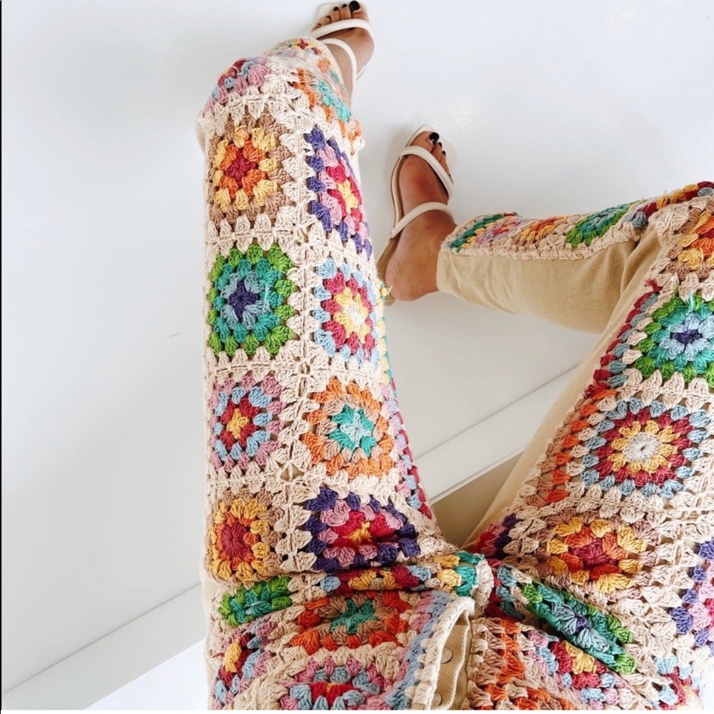 Free People Crochet Zuri Mom Jeans